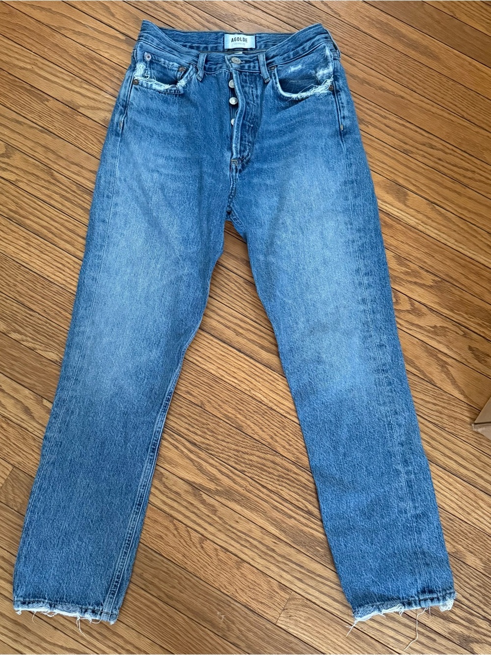Agolde Light Blue High-Rise Button-Fly Jeans